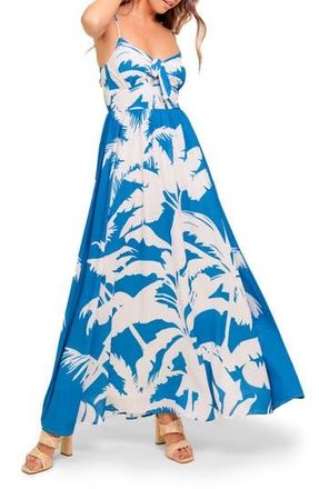 Flying Tomato Frond Tie Front Maxi Dress in Navy/White at Nordstrom Rack, Size Large