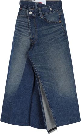 Junya Watanabe Logo Midi Denim Skirt - Blue