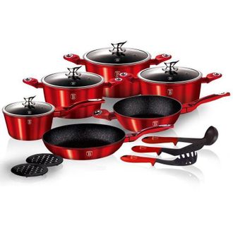 Berlinger Haus Berlinger Haus Bh-1226 Set Di Pentole In Granito Rosso Metallizzato 15 Pezzi