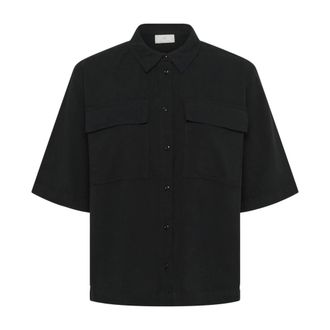 Kaffe Camicia Nera Profonda con Mezze Maniche - - Blouses & Shirts - Donna - Nero - XL