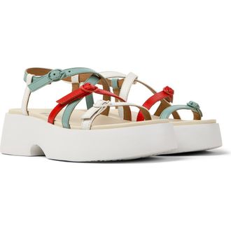 Camper Tasha Ankle Strap Platform Sandal in Red Multi - Assorted at Nordstrom Rack, Size 35