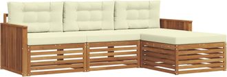 vidaXL Conjunto De Sof&aacute;s De Exterior 4 Uds. Natural Y Crema Vidaxl