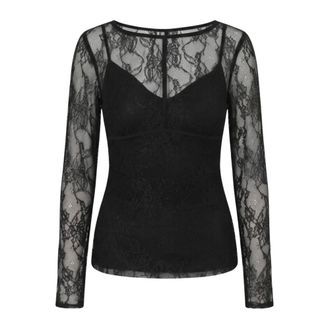 Rinascimento Blouse van kant met hartvormige voering - Dames - Tops - Zwart - Maat: XL Polyamide