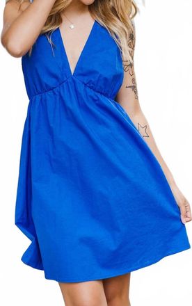 Lovestitch Feelings Are Mutual Linen Mini Dress In Cobalt