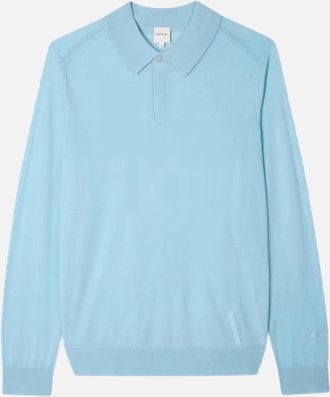 Paul Smith Mens Paul Smith LS Polo Sweater 40B Blue - Size: 42