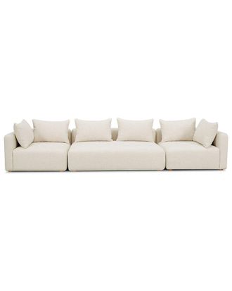 TOV Furniture Hangover Cream Heavy Textured Fabric 145 Long Sofa