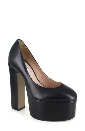 Zigi Soho Camilla Platform Pump in Black Leather at Nordstrom Rack, Size 7.5