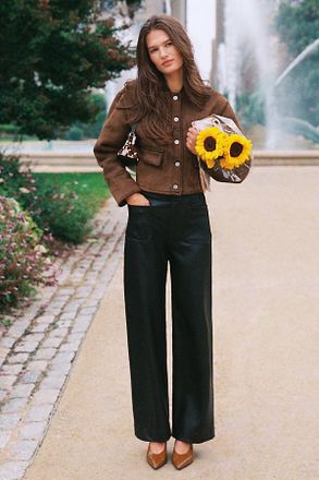 Maeve The Colette Faux Leather Full-Length Wide-Leg Pants by Maeve