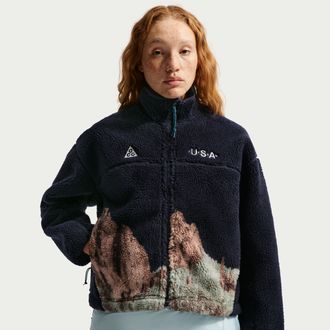 Nike Womens Nike ACG USA Therma-FIT ADV Windproof Full-Zip Fleece Jacket in Blue | HQ6013-451