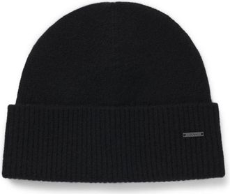 BOSS Logo-plaque beanie hat in cashmere