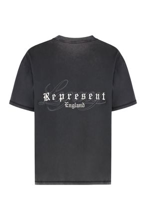 Represent Mens Crew Neck T-Shirt With Vintage Effect Black Cotton T-Shirts And Polos