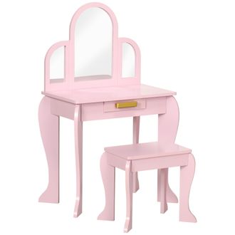 HOMCOM Tocador para ni&ntilde;os 52x32x85 cm rosa