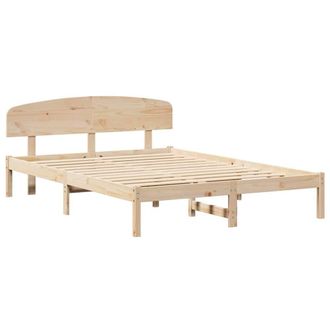 Berkfield Home Bed Frame with Headboard 160x200 cm Solid Wood Pine in Beige