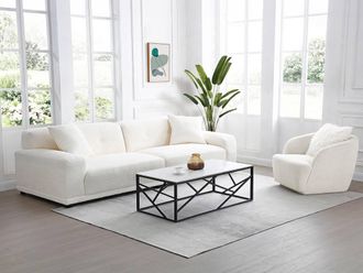 Vente-Unique Ceramic & Metal Coffee Table - White & Black Marble Effect