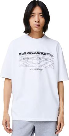 Lacoste Heren Biologisch Katoen Losjes T-shirt (Wit)