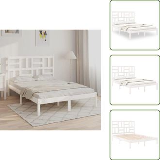 vidaXL The Living Store Giroletto Bianco in Legno Massello 120x200 cm - Letto con testiera