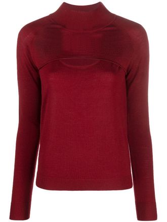 Patrizia Pepe T-shirt a maniche lunghe con cut-out - Rosso