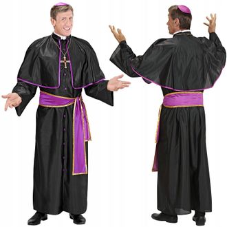 OEM Disfraz De Obispo Cardenal Con Sotana De Sacerdote Para Baile De Carnaval De Halloween, Talla Xl