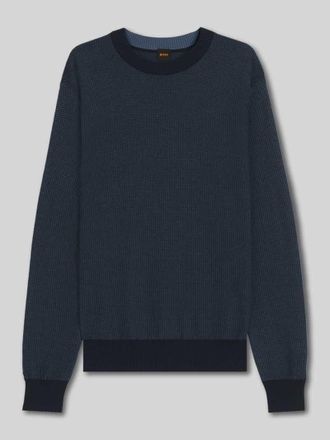 Boss Orange by Hugo Boss BOSS Orange Regular Fit Strickpullover aus Baumwoll-Kapok-Mix Modell KLAPOK in Marine, Gr&ouml;&szlig;e L