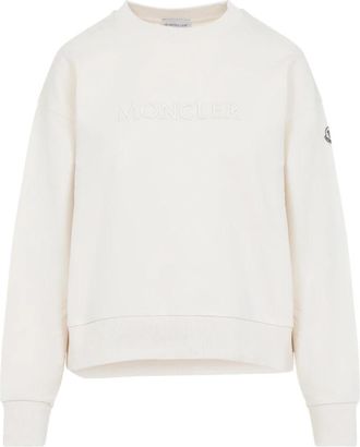 Moncler Geborduurd Logo Katoenen Sweatshirt - Heren - Sweatshirts - Beige - XS - Katoen - Hoodies & sweatvesten