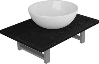 vidaXL Conjunto de muebles de baño 2 piezas cerámica negro vidaXL