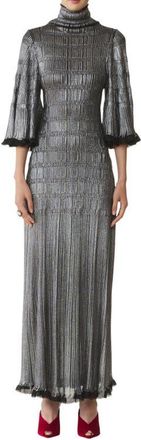 Lanvin Midi Dress In Metallic Viscose in Black at Nordstrom, Size Small