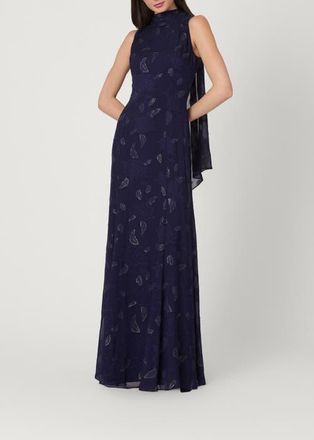 Shoshanna Midnight Lurex Clip Chiffon Quinn Dress in Navy/gold at Nordstrom, Size 10