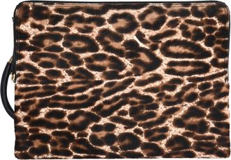 Lanvin Leopard-Print Zipped Clutch Bag in Brown Pony Hair and Leather