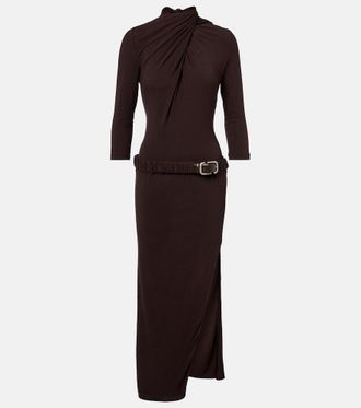 The Attico Draped open-back jersey midi dress