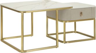 Mauro Ferretti Mesas De Centro Beauty Pareja Cm 70x70x48-50x50x43,5
