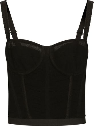 Dolce & Gabbana draped tulle corset top - women - Silk/Cotton/Cotton/Nylon/Nylon/Spandex/Elastane/Spandex/Elastane - 50 - Black