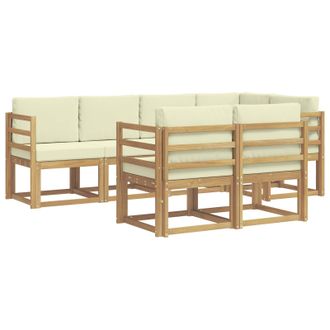 vidaXL Conjunto De Sof&aacute;s De Exterior 7 Pcs Blanco Y Crema Poli&eacute;ster Vidaxl