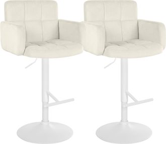 Clp Juego De 2 Taburetes De Bar Los Angeles Terciopelo Crema Blanco