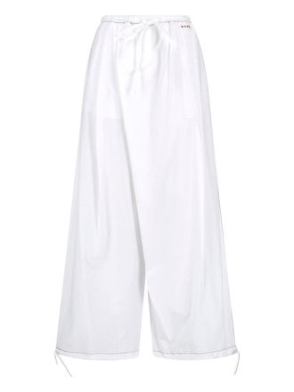 Marni White Wide-Leg Poplin Drawstring Pants