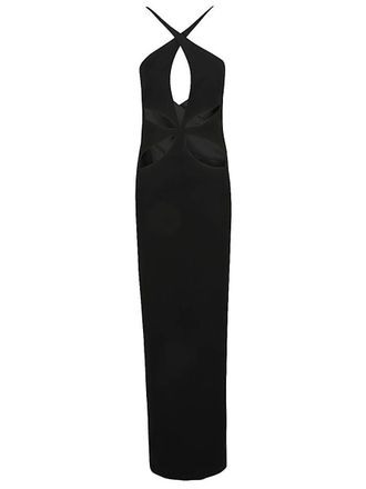 Mônot Cut-Out Detail Silk Crepe Long Dress