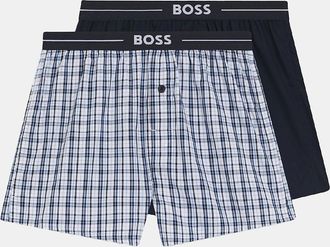 HUGO BOSS Mens 2 Pack of Cotton Pyjama Shorts - Navy - Size: 35/34/32