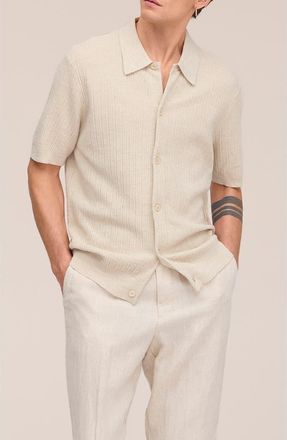 Nn.07 Nolan 6695 Organic Cotton Polo Cardigan in Ivory Mouline at Nordstrom, Size Xx-Large