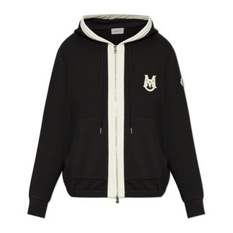 Moncler Zip-throughs, male, Black, Size: XL Logo Sweatshirt