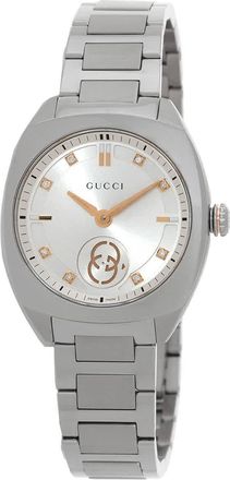 Gucci Interlocking G Quartz Diamond Silver Dial Ladies Watch YA142510