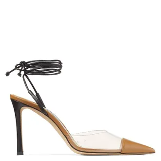 Jimmy Choo London Farley 95 Pvc and Leather Pumps, Brand Size 38.5 ( US Size 8.5 )