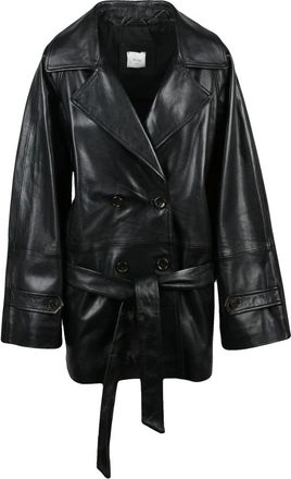 Alysi Jassen, Dames, Zwart, S, Katoen, Leren Trenchcoat