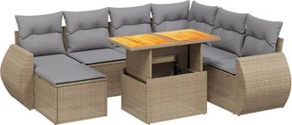 vidaXL Vidaxl - Juego De Sof&aacute;s De Jard&iacute;n Con Cojines Beige 8 Pzas Rat&aacute;n Pe