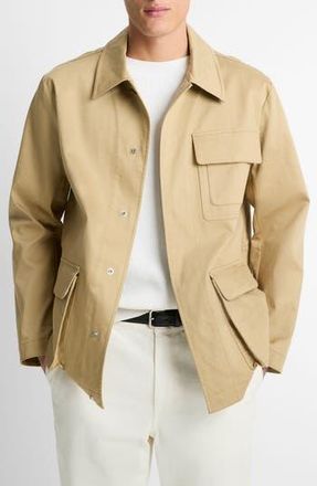 Vince Bonded Cotton Snap-Up Hunting Jacket in Beachwood/Olive Leaf at Nordstrom Rack, Size Xx-Large