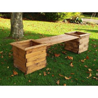 Charles Taylor Trading Charles Taylor - Planter Bench, Wooden Garden Planters with Seat - W198 x D47 x H46 - Fully Assembled - Bench