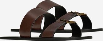 Saint Laurent Mens Leather Sandals Brown