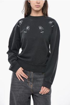 Pinko Cotton Crewneck Sweatshirt FRIESIAN With Crystals size M