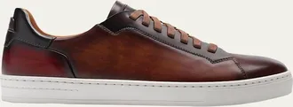 Magnanni Mens Amadeo Burnished Leather Low-Top Sneakers
