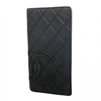 Chanel Black Leather Long Wallet (Bi-Fold) (Pre-Owned)