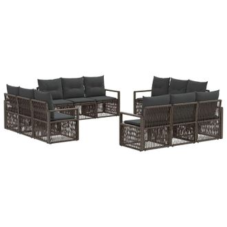 vidaXL Conjunto De Sof&aacute;s De Jard&iacute;n 12 Pcs Gris Rat&aacute;n Sint&eacute;tico Vidaxl