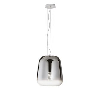 Luce-Ambiente-Design Black Metal Suspension Lamp with Smoked Black Glass Diffuser 35 cm